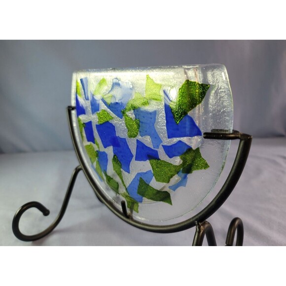 Unusual Shape Flower Vase Vintage RARE Hand Crafted Glass Flower - Picture 4 of 9